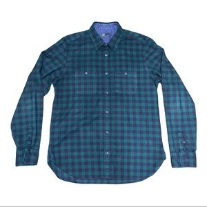 GAP Flannel Navy Blue Green Button Down Shirt